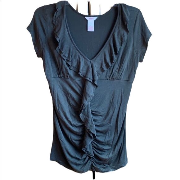 Candie's Tops - NWOT Candie’s Solid Green V Neck Short Sleeve Size Scrunched stretchy Blouse L